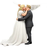 whimsical wedding couple portrait sticker