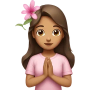 hispanic with brown hair praying girl with pink flora  sticker