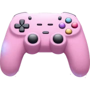 Console Emoji "A pastel pink gaming console with glowing buttons, floating stars, and a faint glittery aura emanating from the surface." sticker