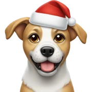 Dog wearing a Santa hat sticker