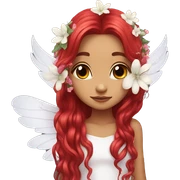 big wings, flower, Beautiful, fairy, red, long hair sticker