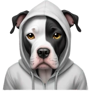Black white pitbull is sad and wear a hoodie sticker