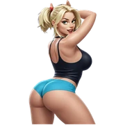 smiling blonde girl in shorts sticker