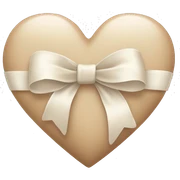 white heart with beige bow sticker