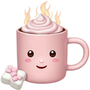 Light Pink mug of hot chocolate with marshmallows  sticker
