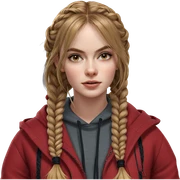 realistic girl with twin braids sticker
