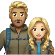 Mom and Dad Hiking blond Hair Blue eyes sticker