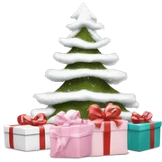 Light pink Christmas gifts under a white Christmas tree  sticker
