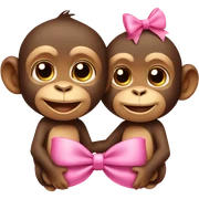 two monkeys in love, one is wearing a pink bow  sticker