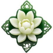 A white Rectangle Chinese style water-lily-patterned jade ornament sticker