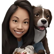 girl smiling with dog sticker