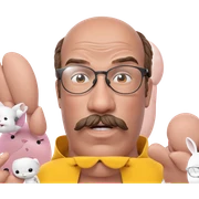 boy with rabbit and glasses sticker