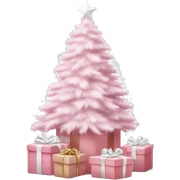Light pink Christmas gifts under a white Christmas tree  sticker