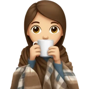 Brown hair Girl drinking coffee, with a cozy blanket sticker
