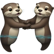 2 otters holding hands swimming  sticker