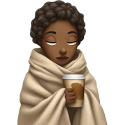 girl inside a blanket sipping coffee eyes closed sticker