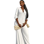 elegant dark-skinned beauty in white sticker