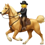 Golden retriever riding a horse sticker