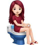 Beautiful burgundy long haired girl sitting on the toilet sticker