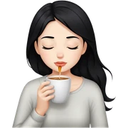 girl with black hair sipping coffee eyes closed sticker