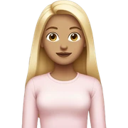 blonde straight hair girl , white race, wearing a tight light pink  long sleeve shirt, middle part for hair sticker