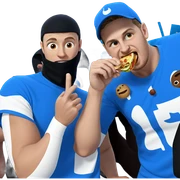 boys enjoying food outdoors sticker
