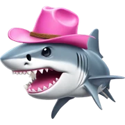 Shark with a pink cowgirl hat sticker
