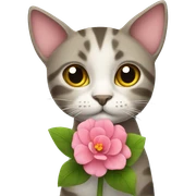 Cat holding flower  sticker