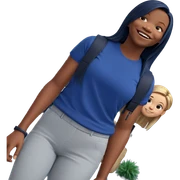 smiling girl in blue shirt sticker
