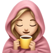 white girl inside a pink blanket sipping coffee eyes closed sticker