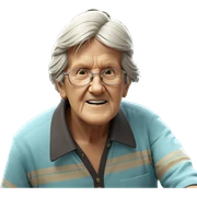 old man with glasses and flowers sticker