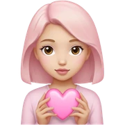 light pink heart with girl holding it sticker