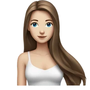 White girl with long brown hair and blue eyes sticker