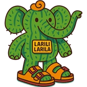 Larili Larila, an elephant with cactus skin texture, wearing oversized Birkenstock sandals sticker