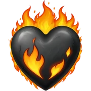 Black heart on fire sticker