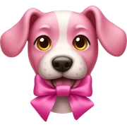 pink dog with ribbon sticker
