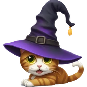 Cat with a witch hat sticker