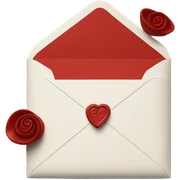 Hand written red love letter with envelope  sticker