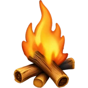 Bonfire: A small, crackling bonfire with soft flames and a hint of glowing embers. sticker