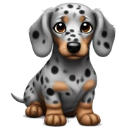 Fluffy dachshund grey with black dots sticker