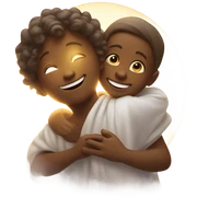 A kid hugging God sticker