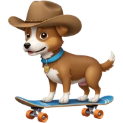 Dog on a skateboard with cowboy hat  sticker