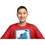 smiling boy in bedroom sticker