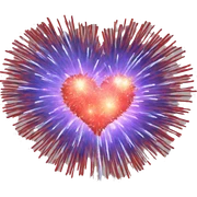 Heart shaped fireworks sticker