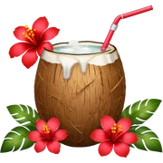 coconut drink with red flowers sticker