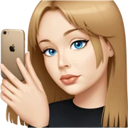female, wearing black shirt, long middle-blonde hair with thin bangs sticker