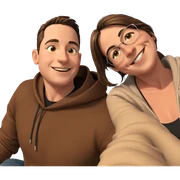 smiling couple under blue sky sticker