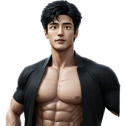 muscular male in black jacket sticker