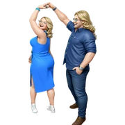happy couple in stylish outfits sticker