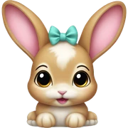 Baby bunny with coquette bow on ear sticker